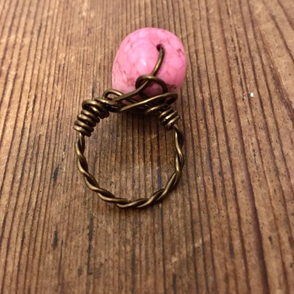 Pink Turquoise Wire Wrap Ladies Ring,  Handmade Ladies Ring,  Ring Size 8 - Picture 4 of 6